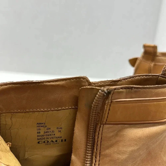 Coach Hewes Leather High Heeled Ankle Booties Boots Tan Brown Size 8 - Picture 11 of 13